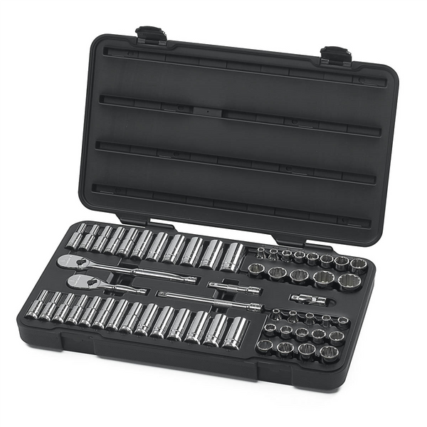 GearWrench 57 Piece 3/8 Inch Drive 12 Point Standard & Deep SAE/Metric Mechanics Tool Set