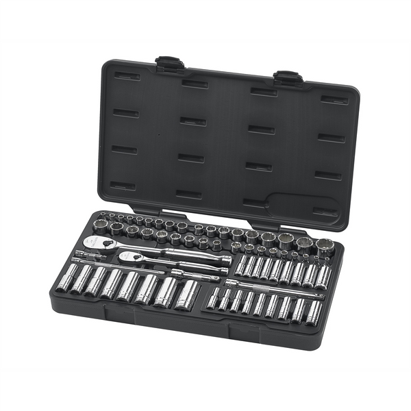 GearWrench 68 Piece 1/4 Inch & 3/8 Inch Drive 6 & 12 Point Standard & Deep SAE/Metric Mechanics Tool Set