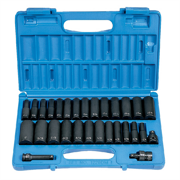 Grey Pneumatic 3/8 Inch Drive 29 Piece Deep SAE/Metric Socket Set