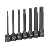 Grey Pneumatic 3/8" Dr. 7 Pc.  4" Length Metric Hex Driver Set
