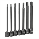 Grey Pneumatic 3/8" DR 7 PC 6" LENGTH METRIC HEX DRIVER SET
