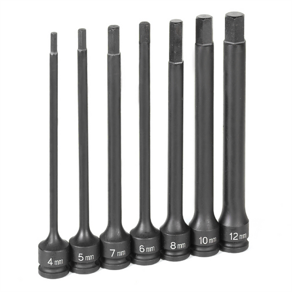 Grey Pneumatic 3/8" DR 7 PC 6" LENGTH METRIC HEX DRIVER SET