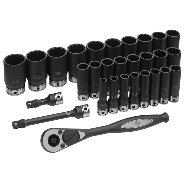Grey Pneumatic 1/2" Dr. 29pc Metric Deep Duo-Socket Set - 12 Pt.