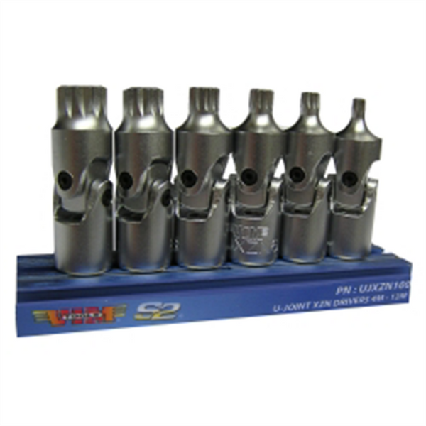 VIM Tools Universal Joint XZN Triple Square Driver Set 6 Piece 1/4 Inch Square Drive
