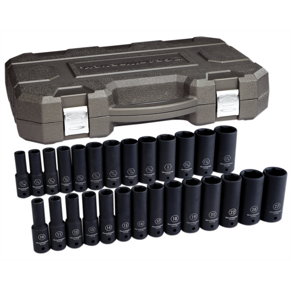 GearWrench 27 Piece 1/2 Inch Drive 6 Point Deep Impact SAE/Metric Socket Set