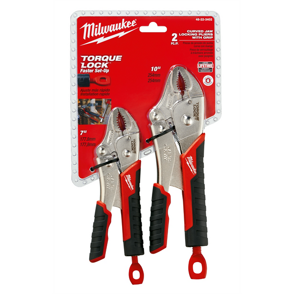 Milwaukee Tool 2 Pc. 7" & 10" TORQUE LOCK CURVED JAW LOCKING PLIERS SET WITH GRIP