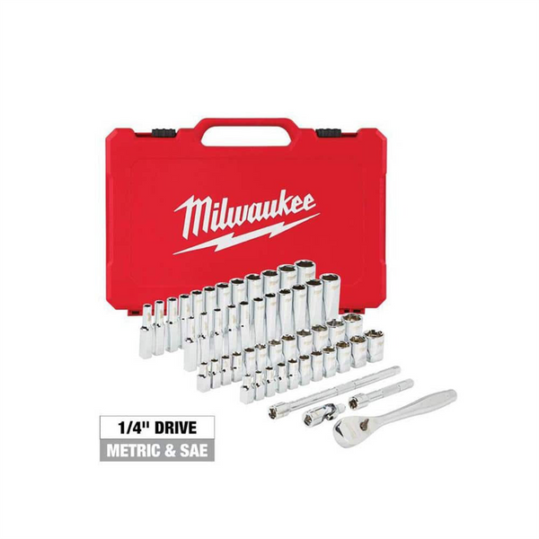 Milwaukee Tool 1/4" Drive 50pc Ratchet & Socket Set - SAE & Metric