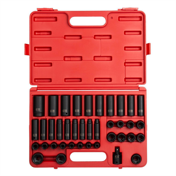 SUNEX 1/2" Drive 39 Piece Metric Deep Impact Socket Set