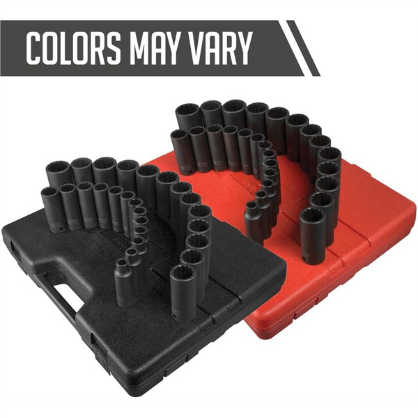 SUNEX 1/2 Inch Drive Metric 12 Point Deep 26 Piece Impact Socket Set