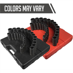 SUNEX 1/2 Inch Drive Metric 12 Point Deep 26 Piece Impact Socket Set