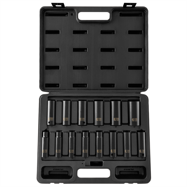 SUNEX 1/2" Drive 14 Piece Metric Deep Impact Socket Set