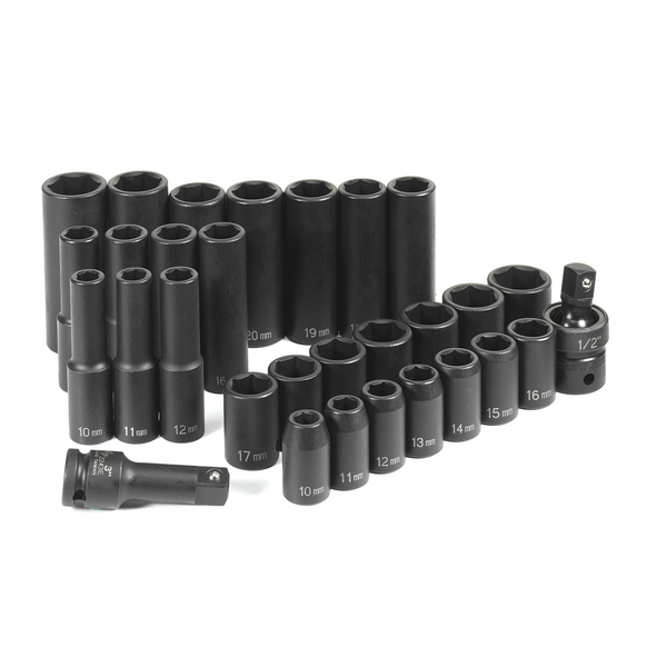 Grey Pneumatic 30 PC 1/2" DR STANDARD & DEEP LENGTH METRIC SET