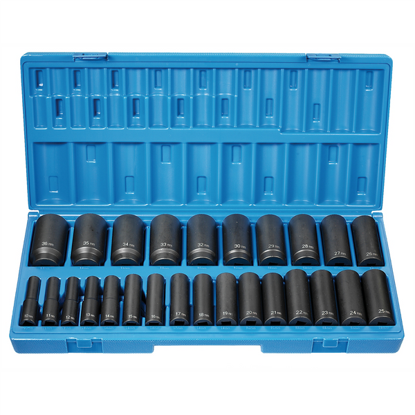 Grey Pneumatic 26 PC 1/2" DR 12 PT DEEP LENGTH METRIC SET