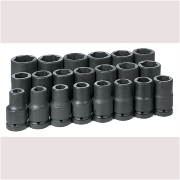 Grey Pneumatic 1" Drive 21 Piece SAE Deep Impact Socket Set
