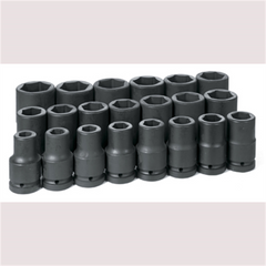 Grey Pneumatic 1" Drive 21 Piece SAE Deep Impact Socket Set