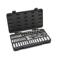 GearWrench 76 Piece 1/4 Inch & 3/8 Inch Drive 12 Point Standard & Deep SAE/Metric Mechanics Tool Set