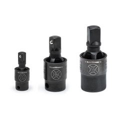 GearWrench 3 Piece 1/4 Inch, 3/8 Inch & 1/2 Inch Drive X-Core Pinless Impact Universal Joint Set
