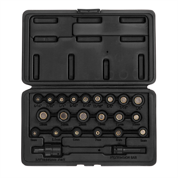 SUNEX IMPACT SOCKET SET 1/4 DR. 23PC MASTER MAGNETIC