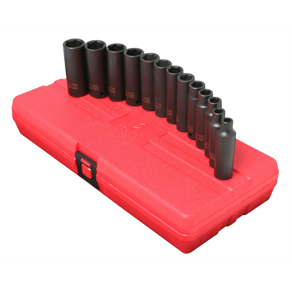 SUNEX SOCKET SET IMPACT 3/8IN. DRIVE 13 PC.DEEP METRIC