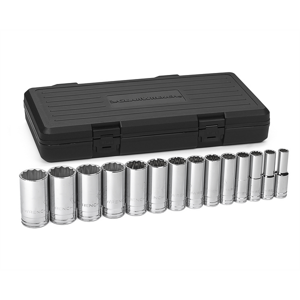GearWrench 14 Piece 1/2 Inch Drive 12 Point Deep SAE Socket Set