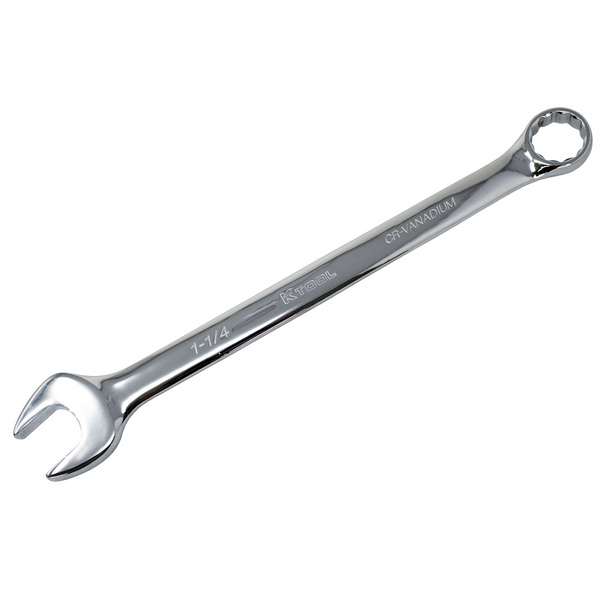 K Tool International Wrench 1-1/4 Inch Combination Hi Polish 12 Point 15 Degree