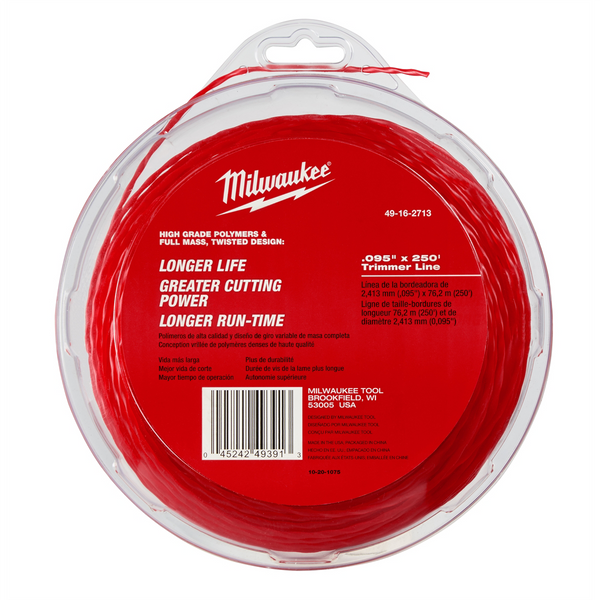 Milwaukee Tool .095"X250 FT. BRUSH GRASS LANDSCAPING TRIMMER LINE