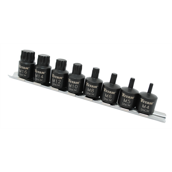 TITAN 9 Pc. 3/8" Drive Stubby Triple Squ