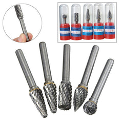 Drillpro RB29 5pcs 6mm Shank Tungsten Carbide Burr Rotary Cutter file Set Engraving Tool