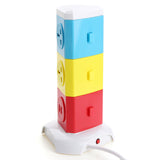 Alardor 250V Three Tiers Rotating Socket Intelligent Patch Panel USB Plug Board Power Strip