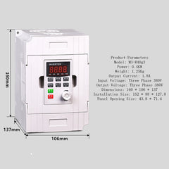Model: 0.4KW 380V - Inverter Three-Phase 380V Speed Controller 0.75/1.5/2.2/3/7.5kw