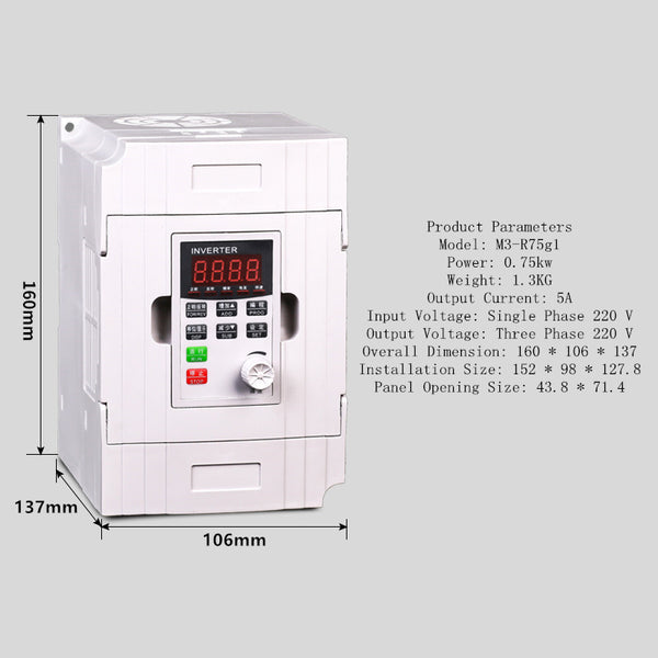 Model: 0.75KW 220V - Inverter Three-Phase 380V Speed Controller 0.75/1.5/2.2/3/7.5kw
