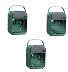 Color: Green 3pcs, power: battery - New Portable Air Cooler With Rounded Corners Water-cooled Fan Night Light Portable Charging Wireless Household