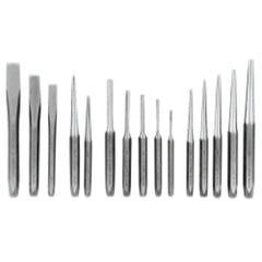 Punch & chisel set 15 pc. in plastic tray